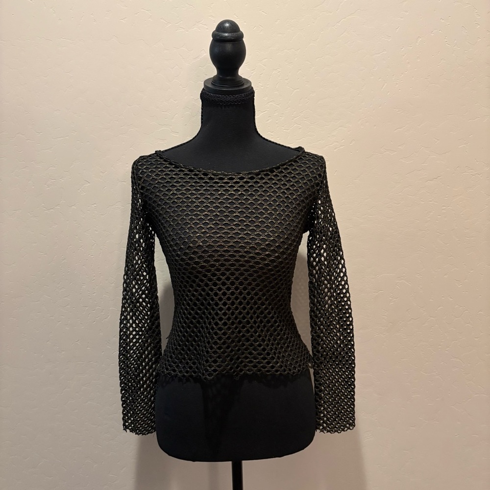 Black Mesh Women Top